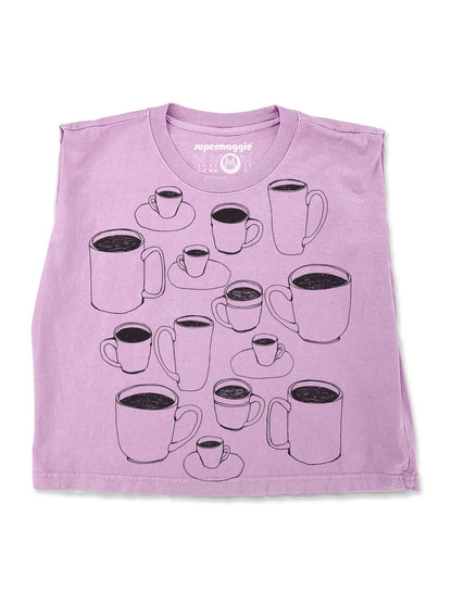 Supermaggie @ Faire - Coffee Cups Maisie Heavyweight Muscle Tee: Off White / Lg