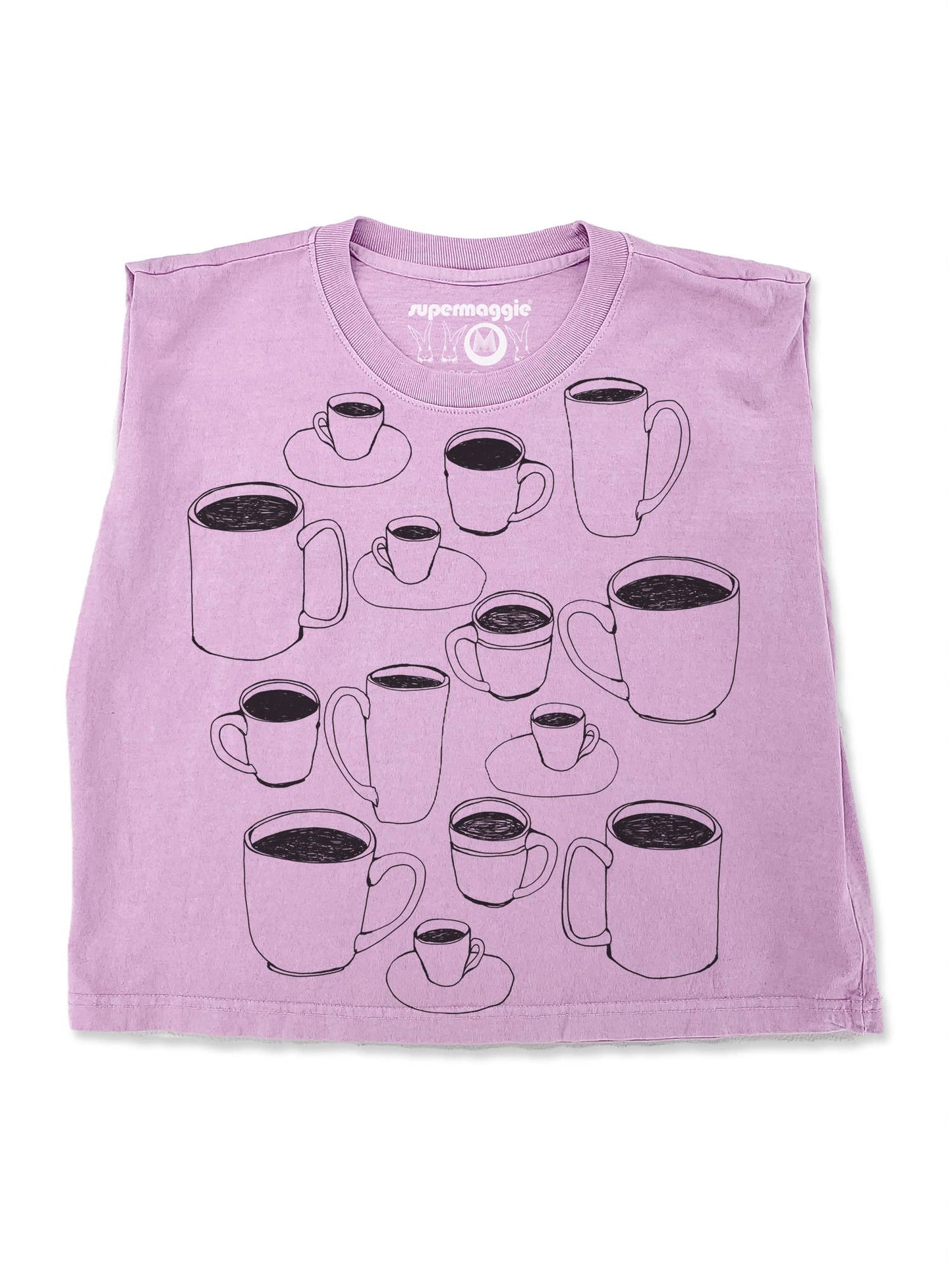 Supermaggie @ Faire - Coffee Cups Maisie Heavyweight Muscle Tee: Off White / Sm