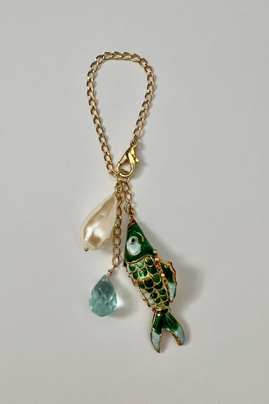 Sandrine France Studio - Bag Charms: Green fish