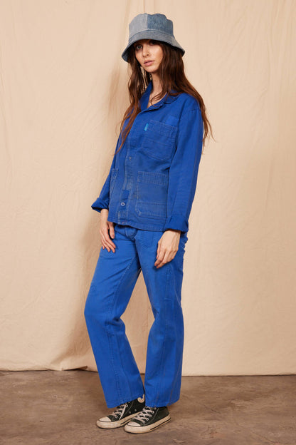 People Of Leisure - 1960's Reworked Vintage Cepovett Blue Bucatti Chore Coat: Medium