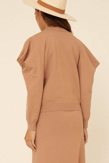 Promesa USA - Solid Knit V Neck Button Front Cardigan: Black / S