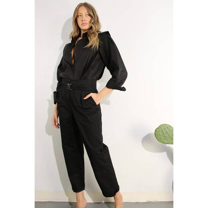 Mulla - SHOULDER LINE FOLD SHIRTS: BLACK / S