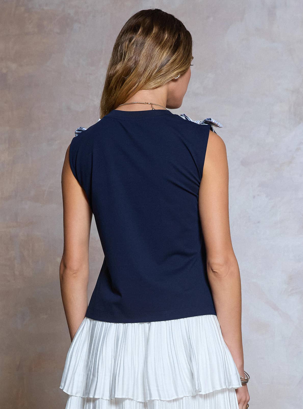 Current Air - Bow Shoulder Sleeveless Top: Heather Grey / XS