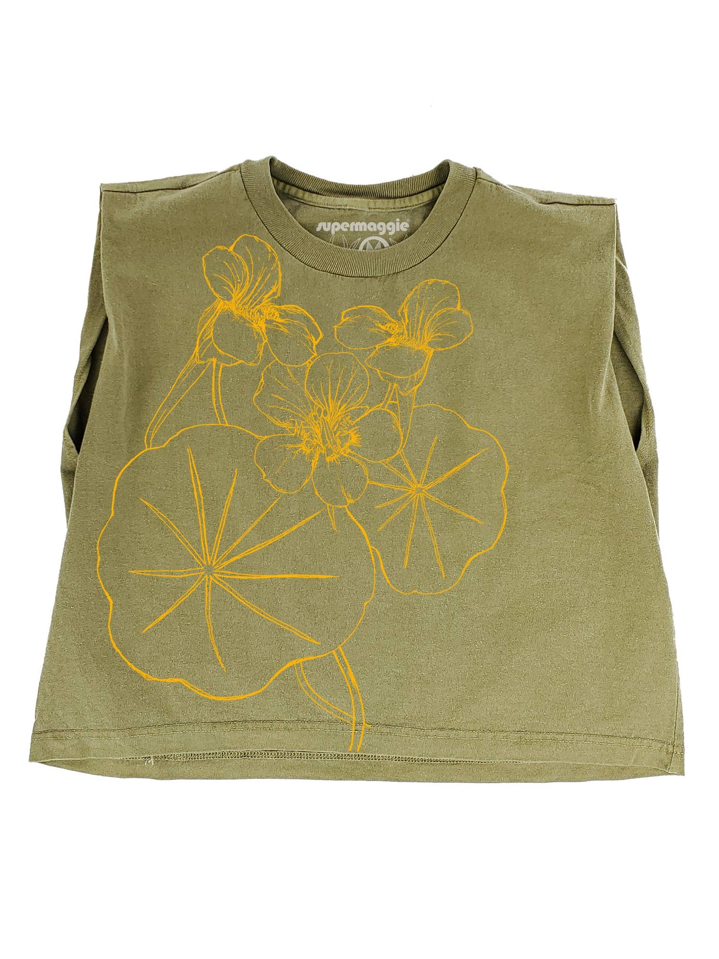 Supermaggie @ Faire - Nasturtiums Maisie Heavyweight Muscle Tee: Off White / Lg