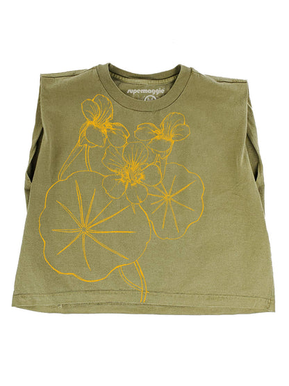 Supermaggie @ Faire - Nasturtiums Maisie Heavyweight Muscle Tee: Off White / Lg