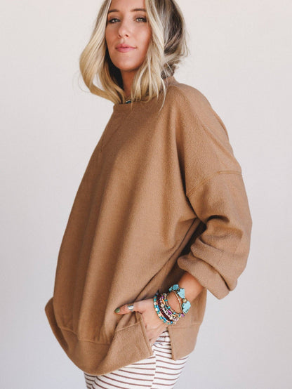 Three Bird Nest - Brayden Oversized Pullover - Camel: Camel / L