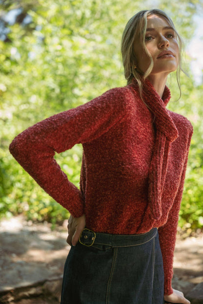 &MERCI - TYING NECK SWEATER CARDIGAN MSW11027: Black / S