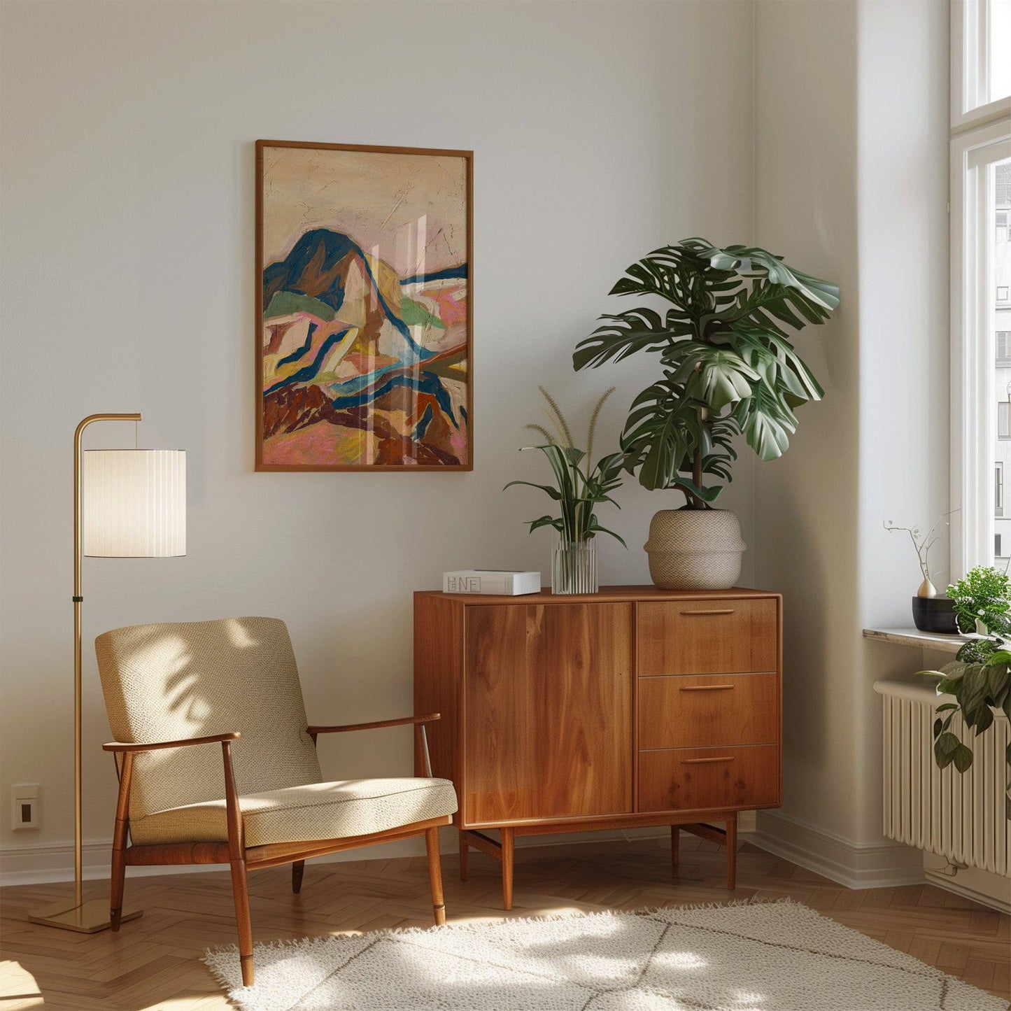 El Baker Art - Jewel Tones Mountain Southwest Abstract Art Print: Unframed, Giclee Paper Print Only / 11×14