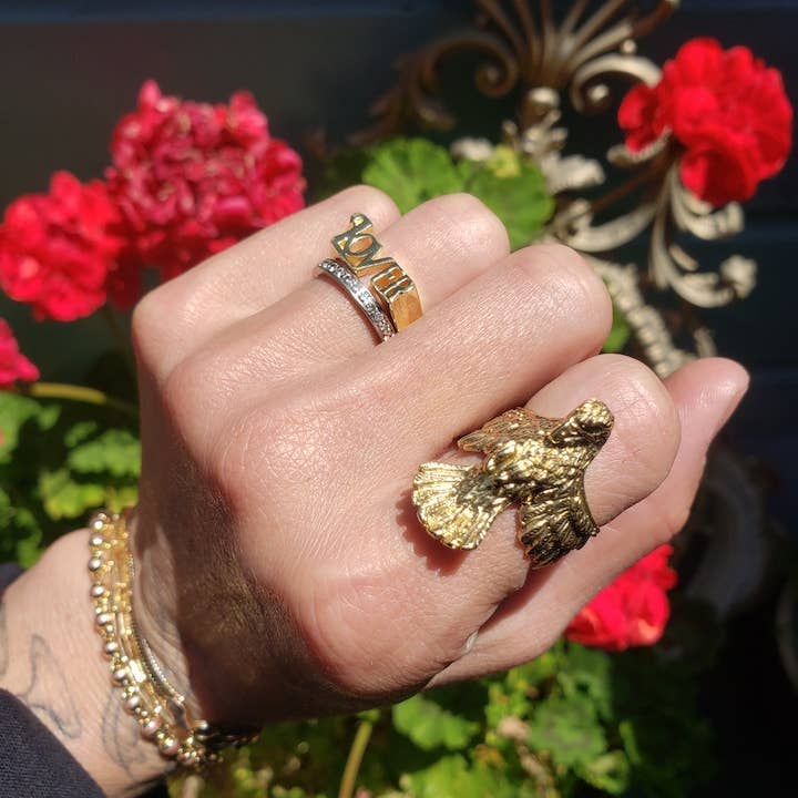 Dreamers of Dreams - Hawk Ring - Brass Spirit Animal Statement Ring