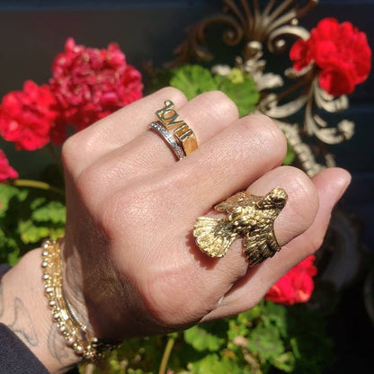 Dreamers of Dreams - Hawk Ring - Brass Spirit Animal Statement Ring