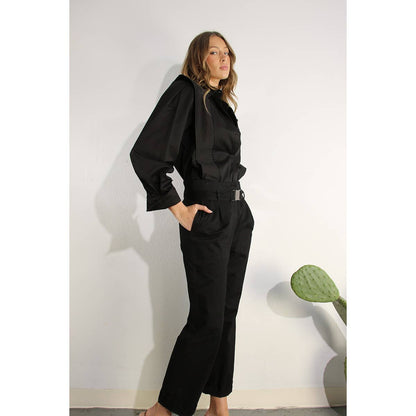 Mulla - SHOULDER LINE FOLD SHIRTS: BLACK / M