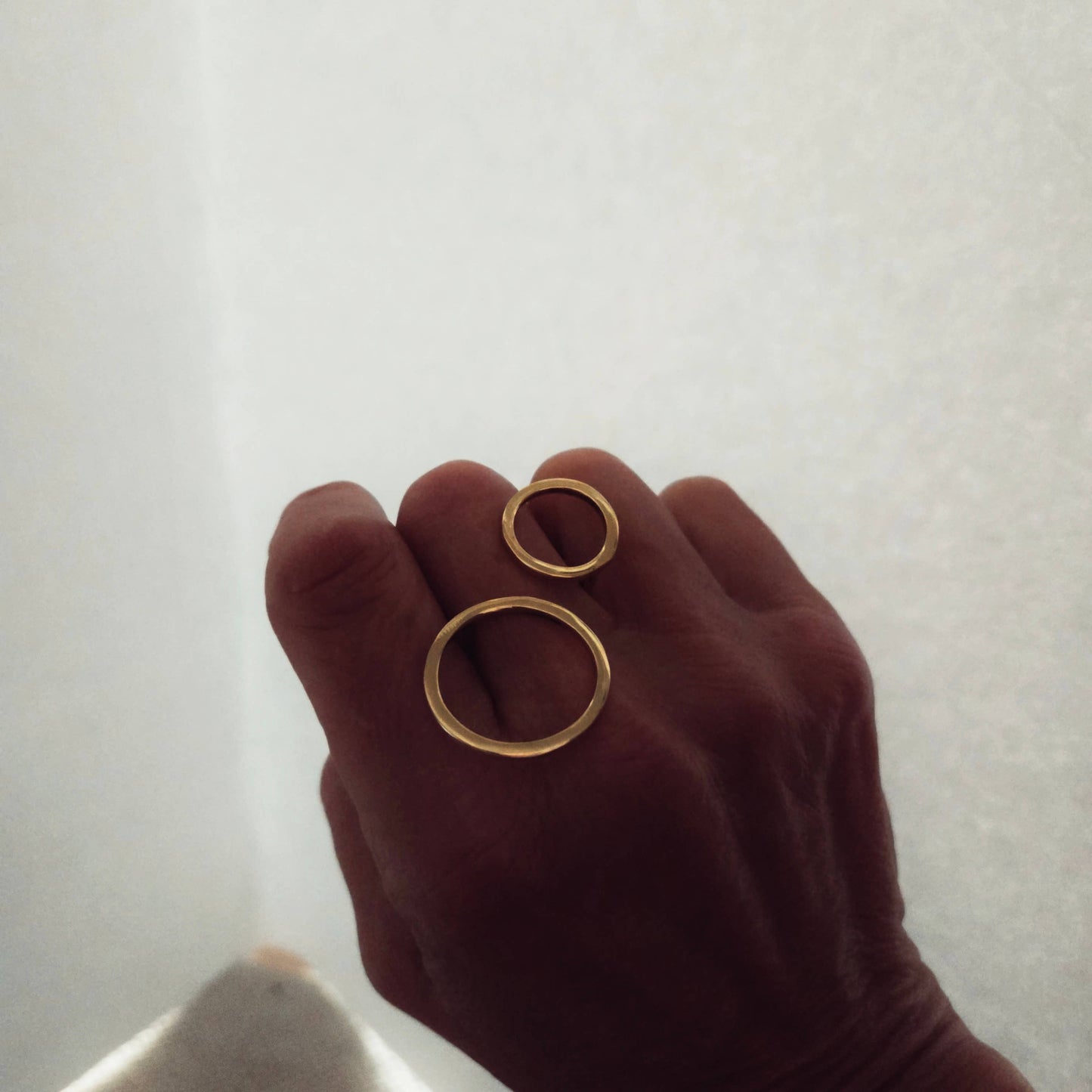 Bisjoux - Brass ring open circle adjustable handmade double ring