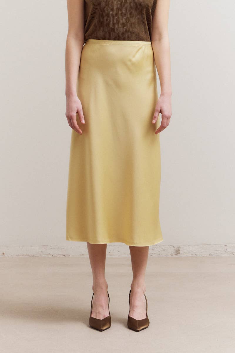 Grade & Gather - 50685 - SATIN MERMAID FIT SKIRT: BLUE DUSK / Contemporary / SMALL