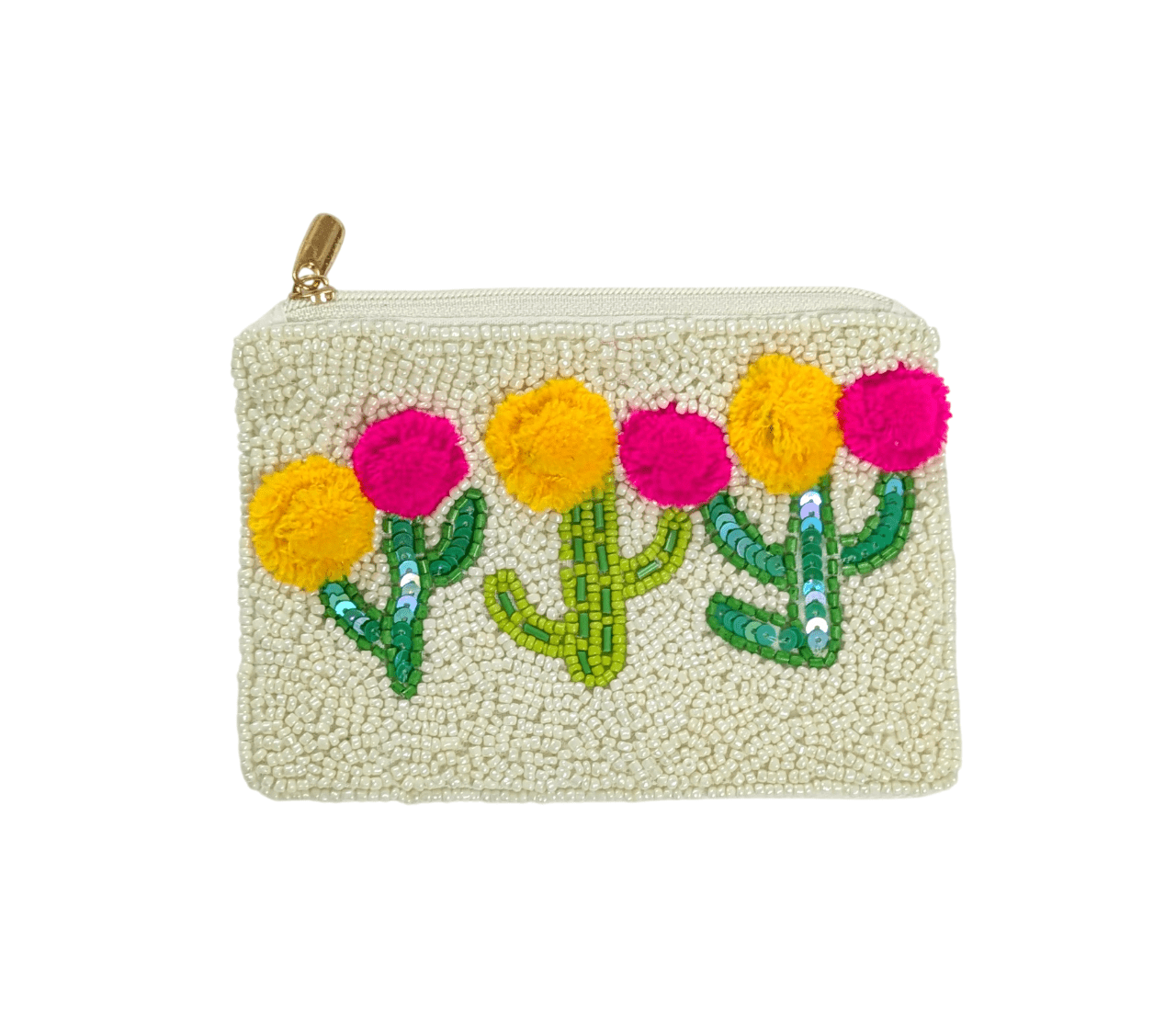 Nima Accessories Inc - Ladies Flower Cactus Flowers Beaded Coin Purse 