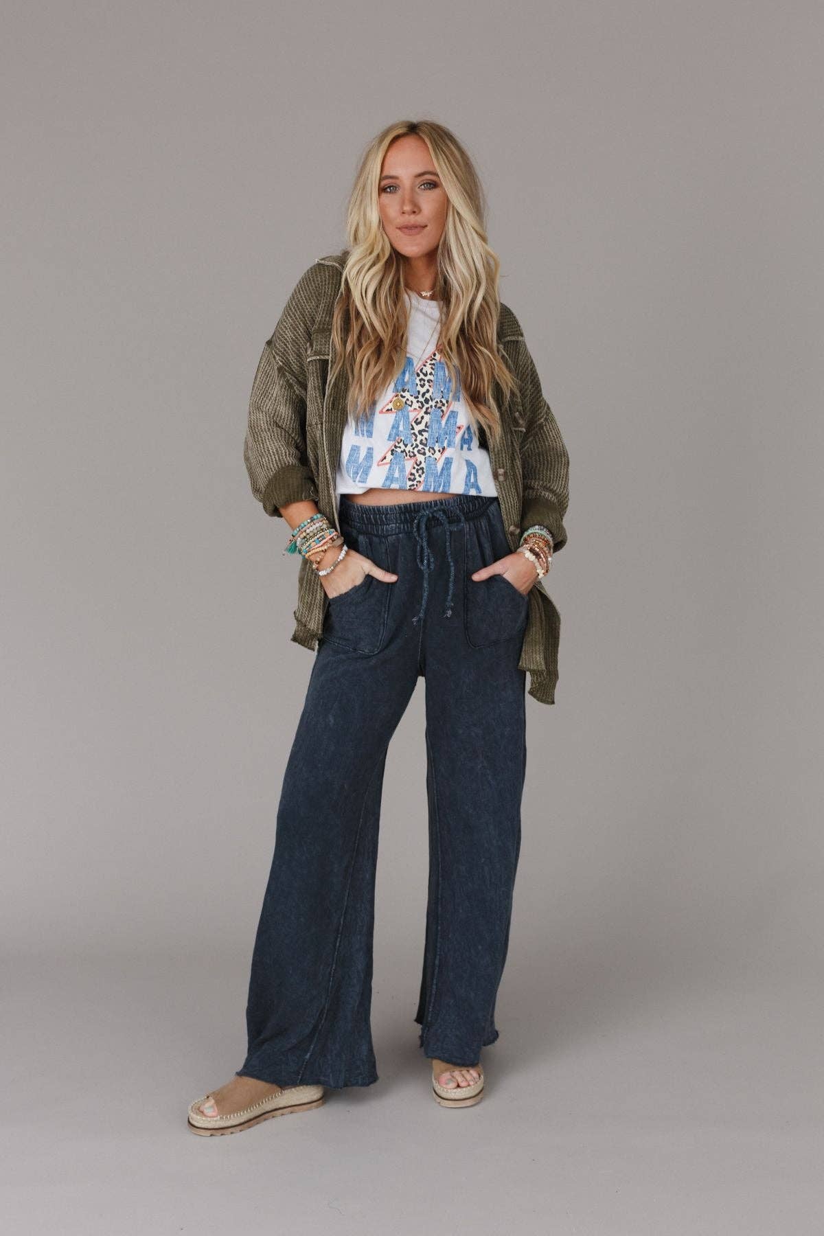 Three Bird Nest - Fall Favorite: Relaxing Robin Wide Leg Pant - New Navy: S