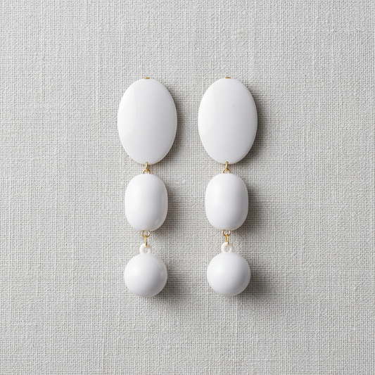 paperln - Acrylic Geometric Oval Silver Stud Earrings
