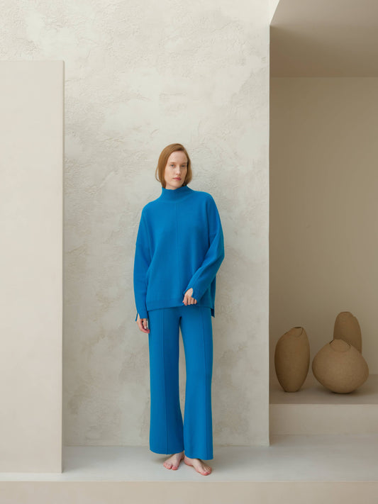 Lèmme - Cashmere blend wide-leg pants: Ceruleo / M