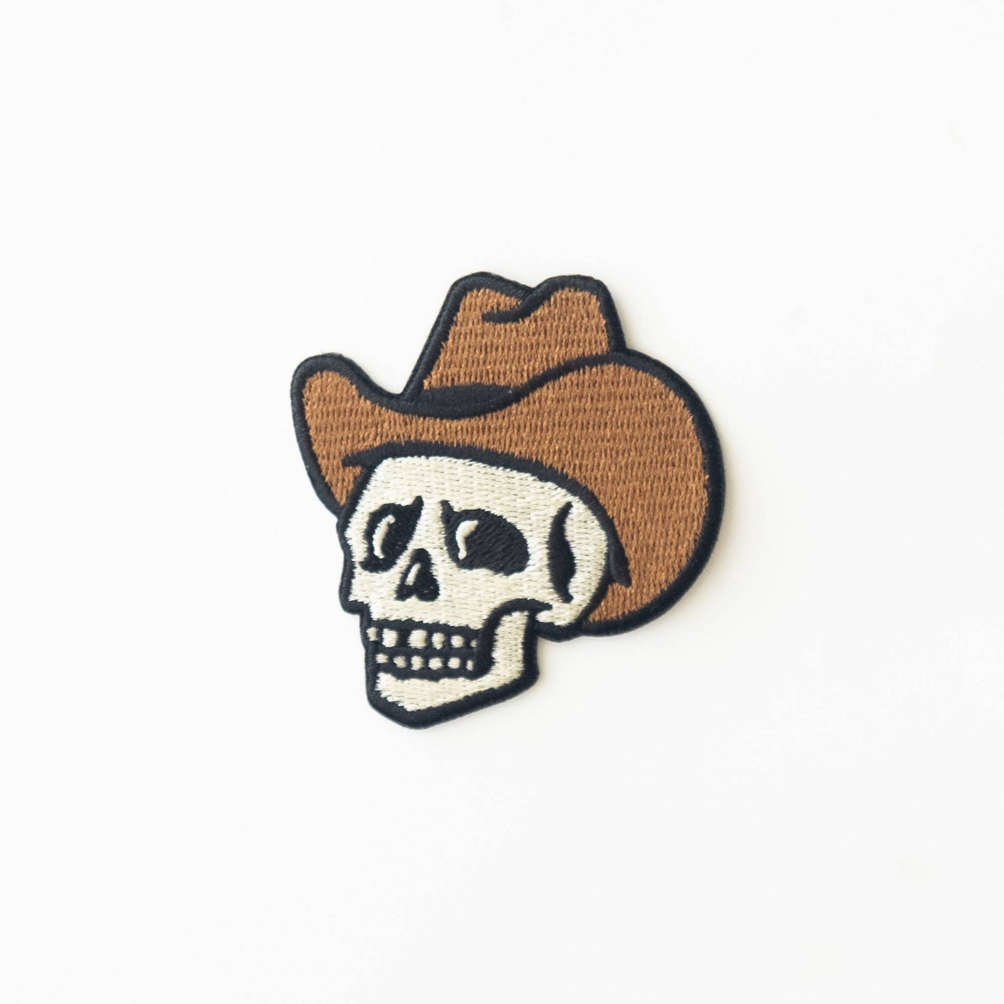 Union Made - Cowboy Skull Embroidered Iron on Patch: Yes