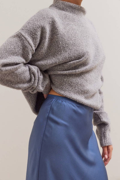 Grade & Gather - 50685 - SATIN MERMAID FIT SKIRT: BLUE DUSK / Contemporary / MEDIUM