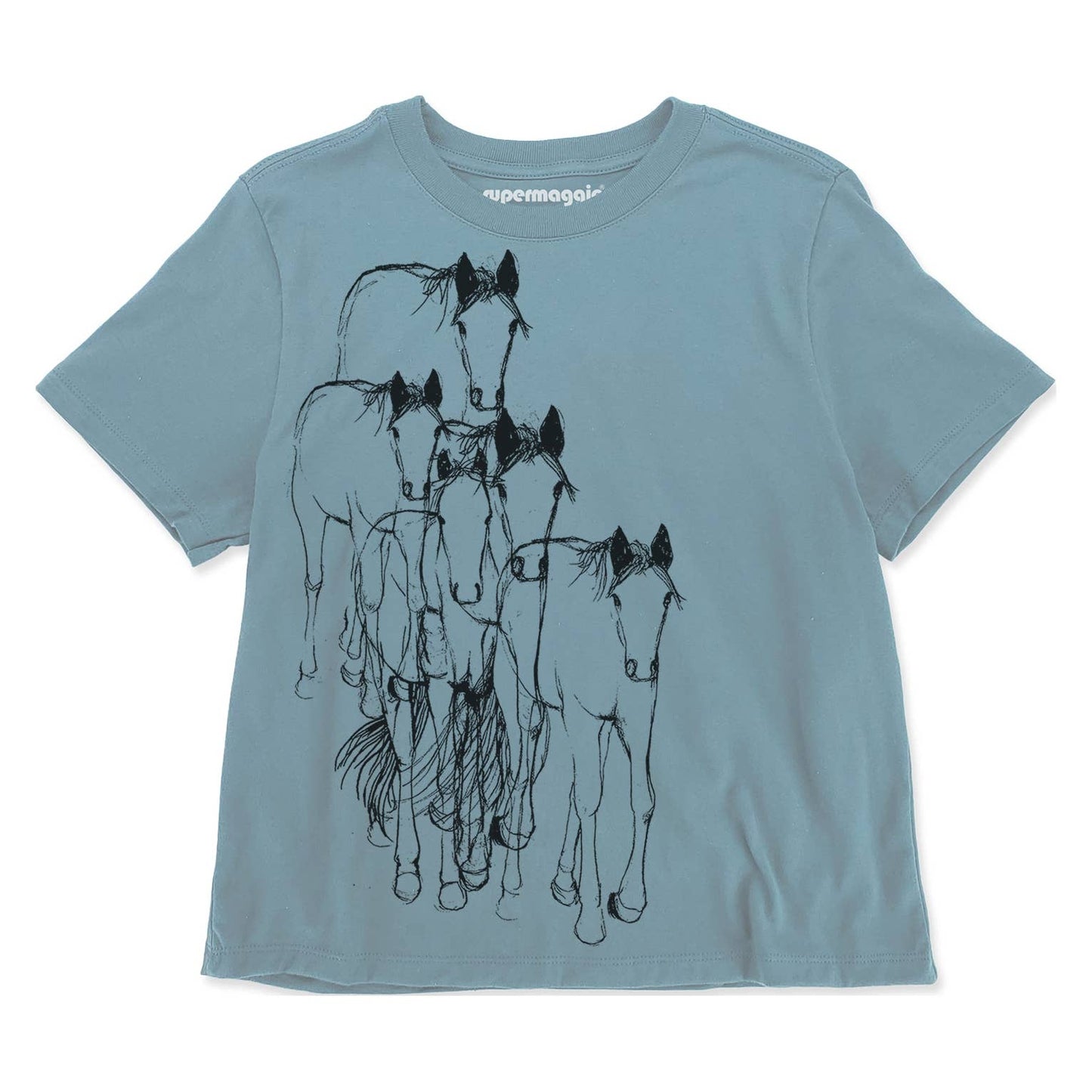 Supermaggie @ Faire - Horses Gwenn Heavyweight Tee: Off Black / Md