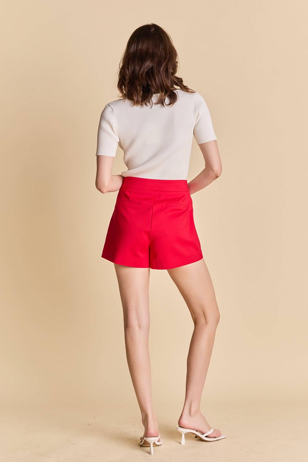 English Factory - High Waisted Mini Shorts: IVORY / L