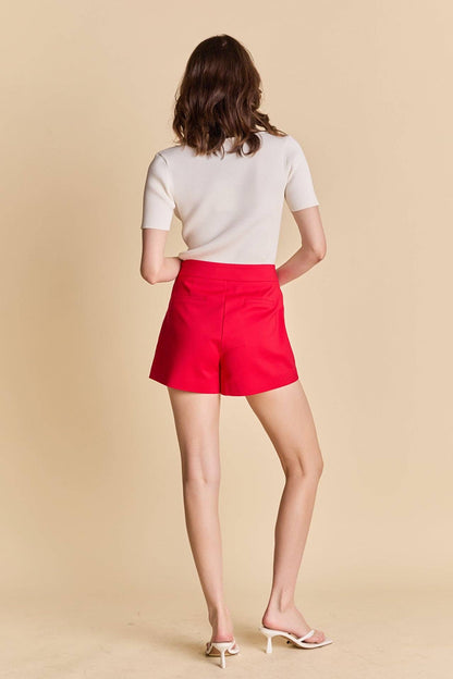 English Factory - High Waisted Mini Shorts: IVORY / XS