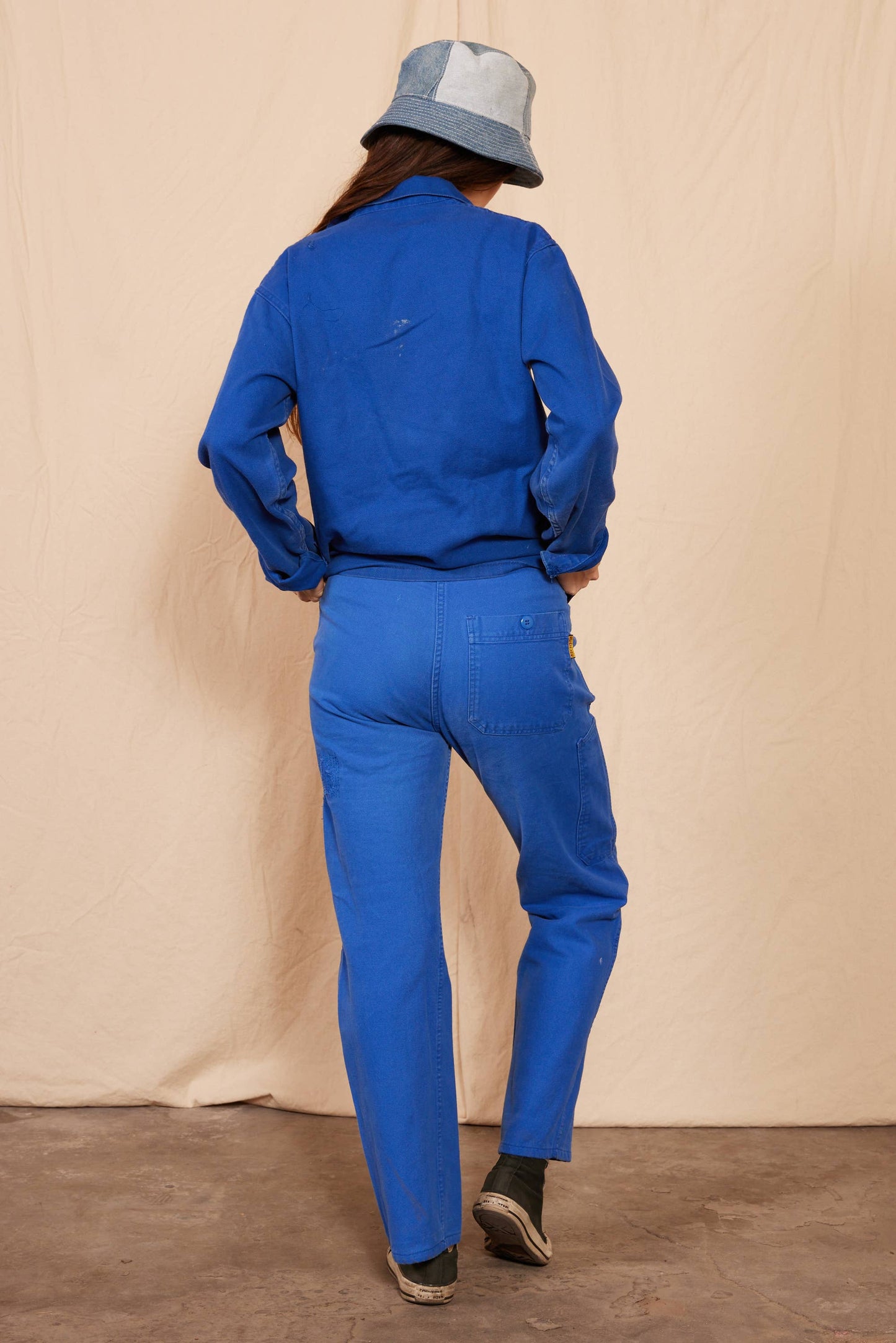 People Of Leisure - 1960's Reworked Vintage Cepovett Blue Bucatti Chore Coat: Medium