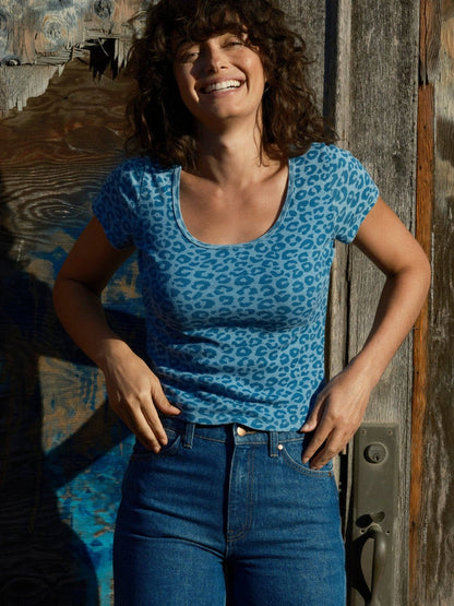 Mollusk - Scoop Ribsy Tee: Blue Leopard / M