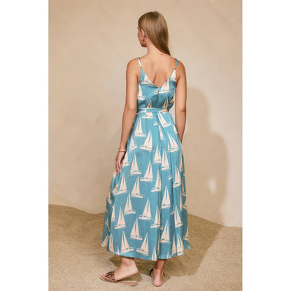 Dress Forum - Coastal Reverie Extra Flared Maxi Dress: BLUE WAVES / S-M-L(2-2-2)