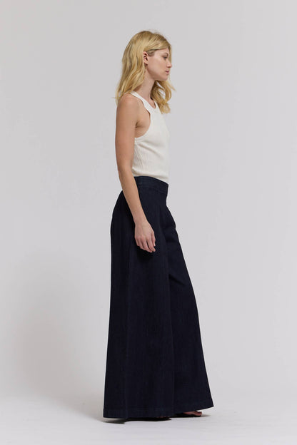 Grade & Gather - 50906BD - DENIM PANEL MAXI SKIRT: DEEP INDIGO / Contemporary / LARGE