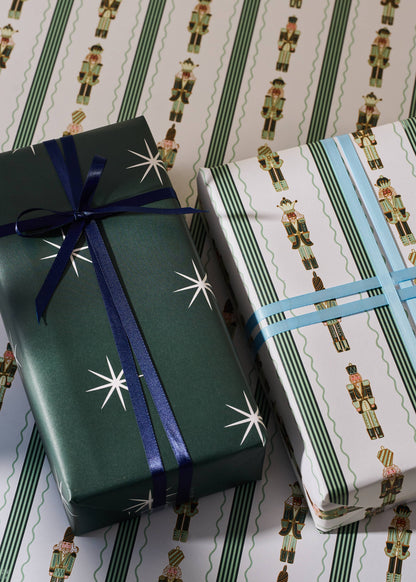 One & Only Paper - Nutcracker Stripe Stars Double Sided Gift Wrap | 3 Sheets
