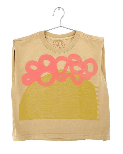 Go To Devil - Wander Womens Heavyweight Muscle Tee: Off White / Md