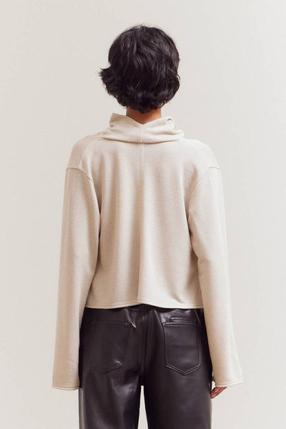 Grade & Gather - 42082 - COWL NECK LOOSE FIT TOP: TAPENADE / Contemporary / SMALL