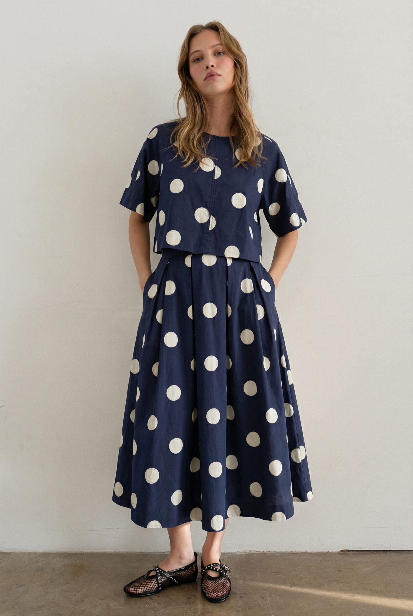 Heyson - JOT1116 Polka Dot Back-Tie Top: CREAM / L