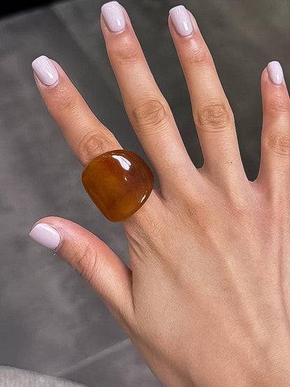 Flânerie by MAIQ - Doris Retro Vintage Chunky Statement Rings: Brown / 8