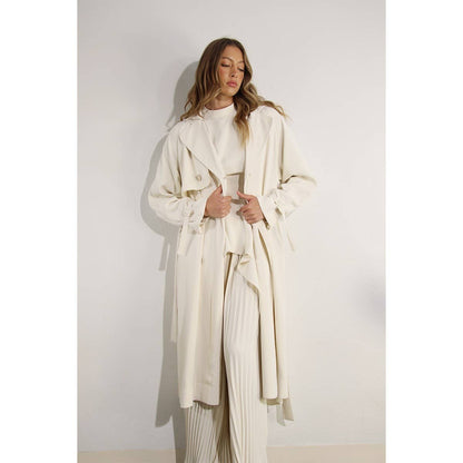 Mulla - BACK PLEATED TRENCH COAT: ASH TAUPE / M