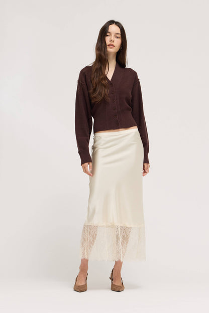 Grade & Gather - 80562 - V-NECK CARDIGAN: AUBERGINE / Contemporary / SM