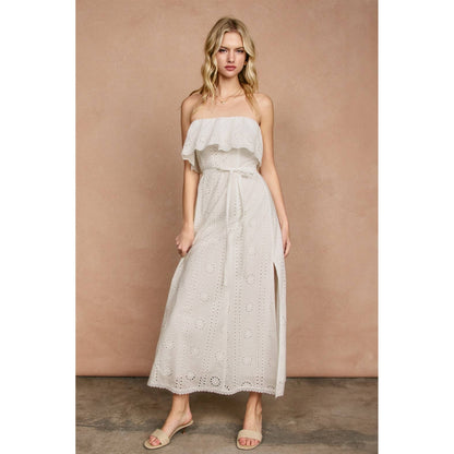 Dress Forum - Stolen Moments Folderover Strapless Maxi Dress: IVORY / S-M-L(2-2-2)