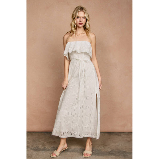 Dress Forum - Stolen Moments Folderover Strapless Maxi Dress: IVORY / S-M-L(2-2-2)
