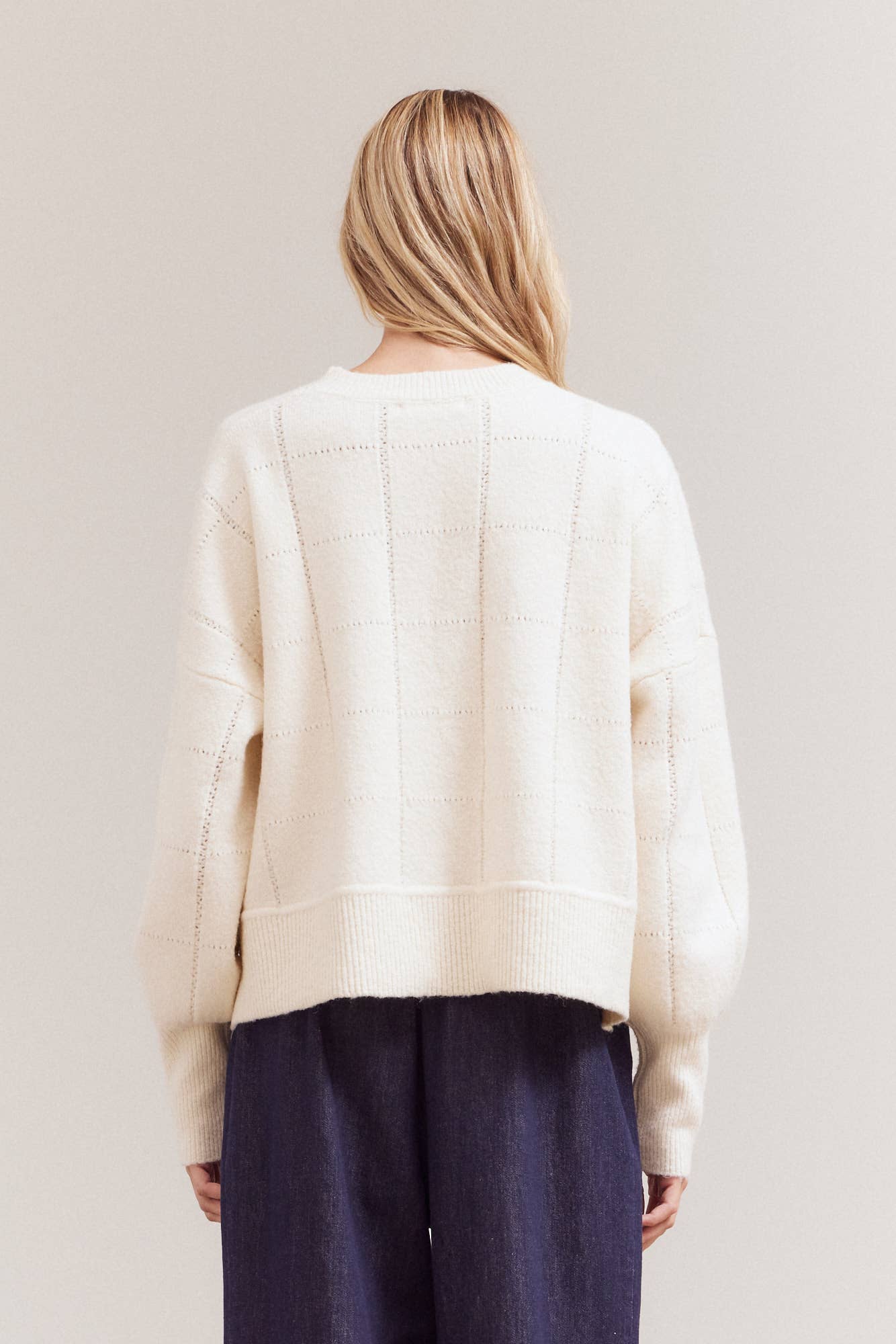 Grade & Gather - 41984 - TEXTURE GRID KNIT: MIDNIGHT / Contemporary / LARGE