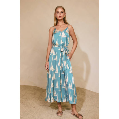 Dress Forum - Coastal Reverie Extra Flared Maxi Dress: BLUE WAVES / S-M-L(2-2-2)