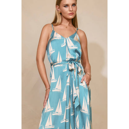 Dress Forum - Coastal Reverie Extra Flared Maxi Dress: BLUE WAVES / S-M-L(2-2-2)