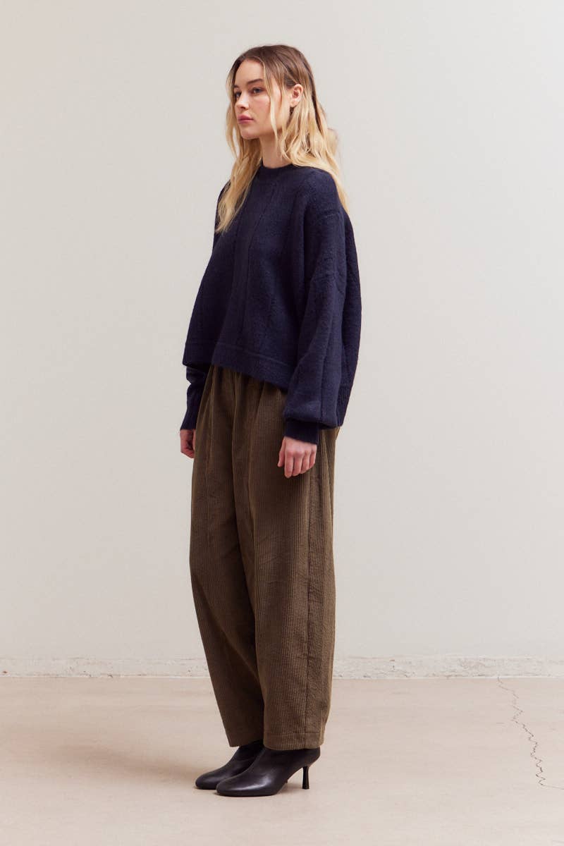 Grade & Gather - 41984 - TEXTURE GRID KNIT: MIDNIGHT / Contemporary / MEDIUM