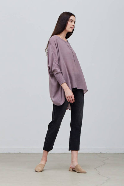 Grade & Gather - 40250PP - SMOCKED SLEEVE BLOUSE: CHARTREUSE / MEDIUM/LARGE