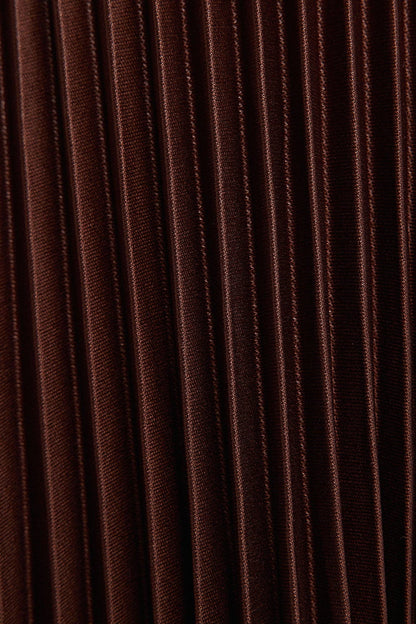 Touché Privé - PLEATED SKIRT - MAXI LENGTH, HIGH WAIST: Brown / Standart