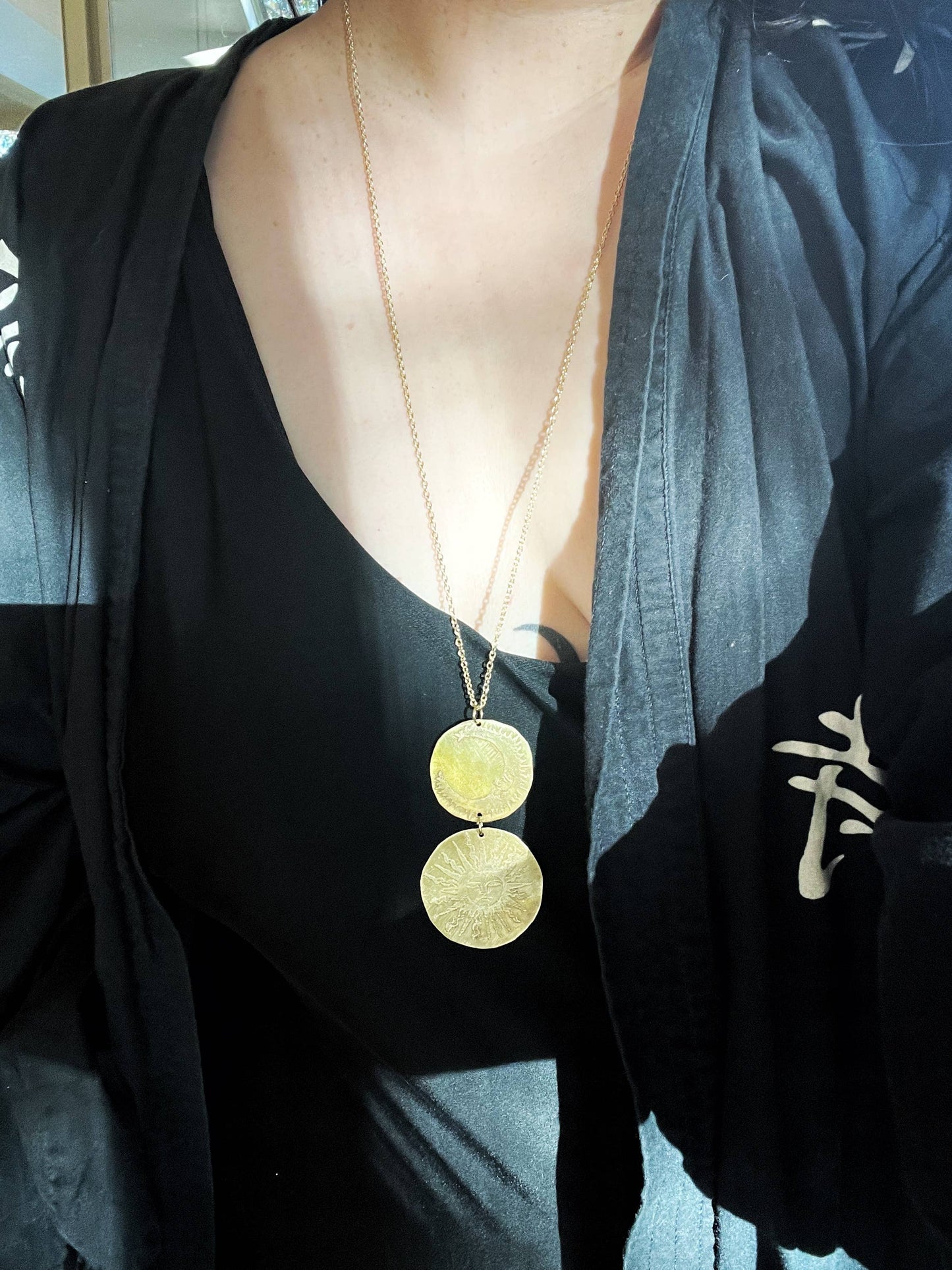 storm + stress - Amulets + Talismans Sun And Moon Necklace: Brass