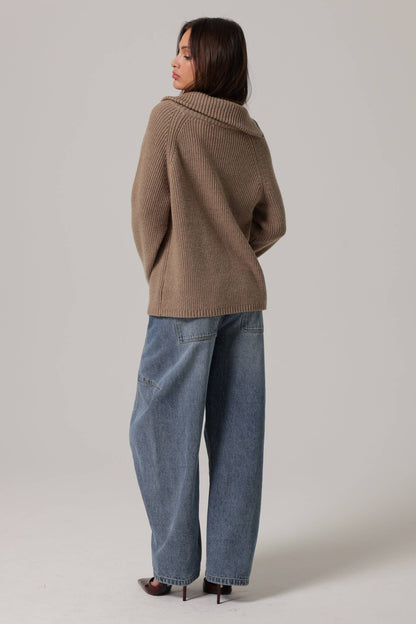 Line & Dot - BASSETT ZIPPER SWEATERS: WALNUT / XS