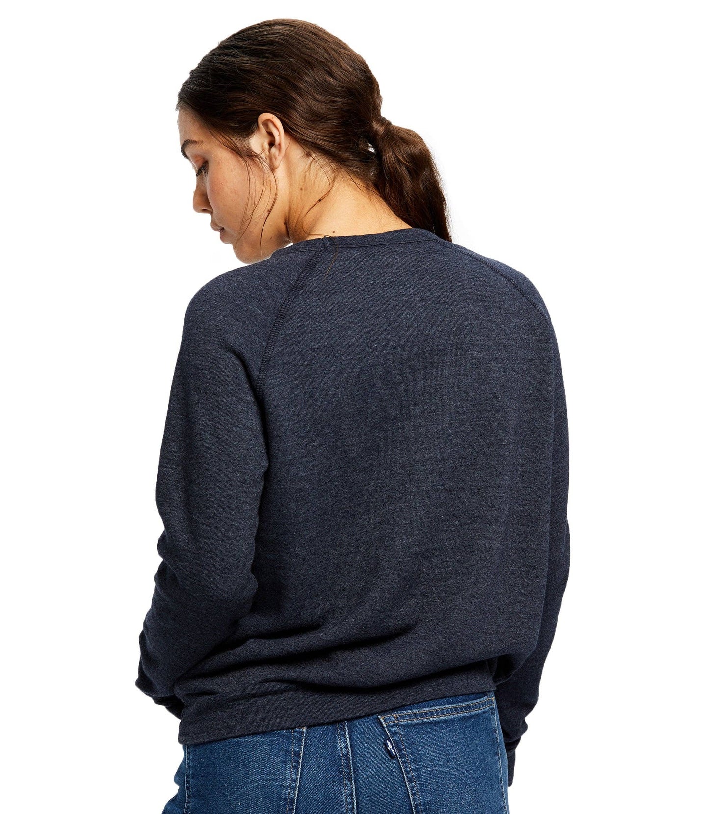 US Blanks - Women's Raglan Pullover Long Sleeve Crew Neck: Tri-navy / S