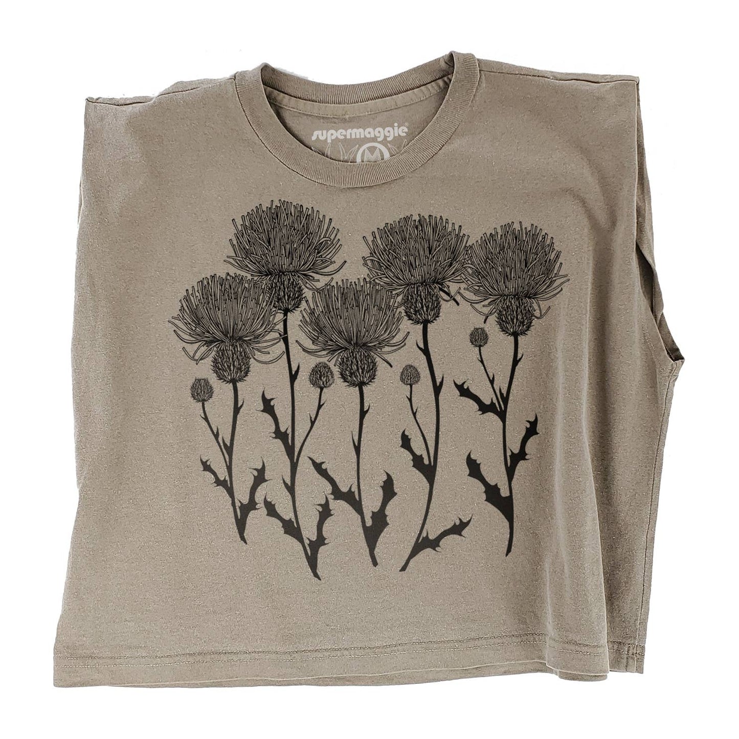Supermaggie @ Faire - Thistles Maisie Heavyweight Muscle Tee: Off Black / Md