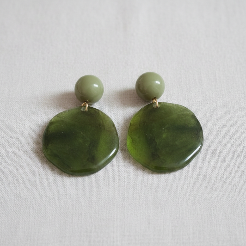 paperln - Vintage Resin Irregular Circle Stud Earrings